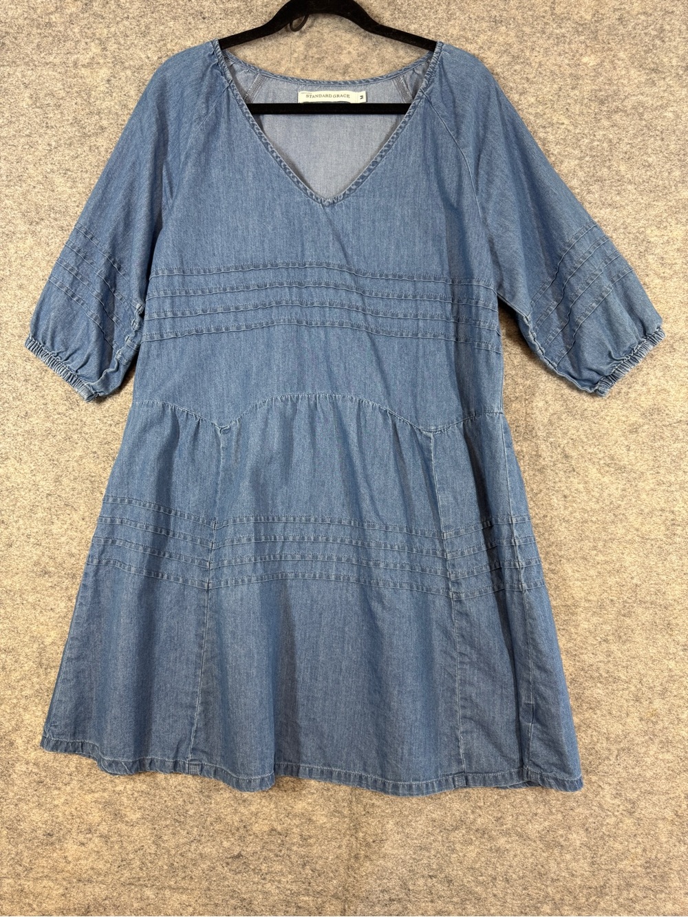 Standard Grace Chambray Mini Dress Blue Medium Boho Cottagecore Casual Western
